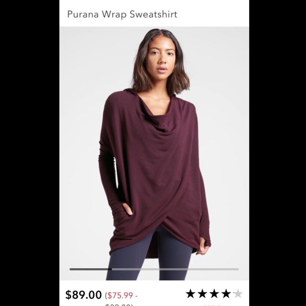 NWT Athleta Purana Wrap Sweatshirt Top